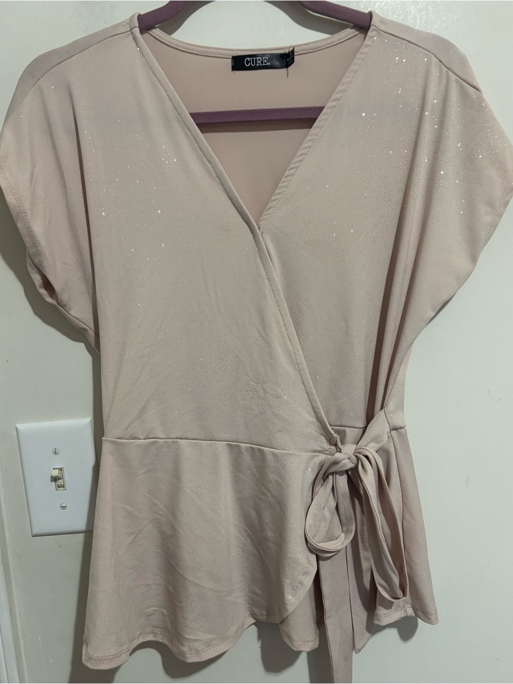 CURE Blush Mauve Trim Wrap Top